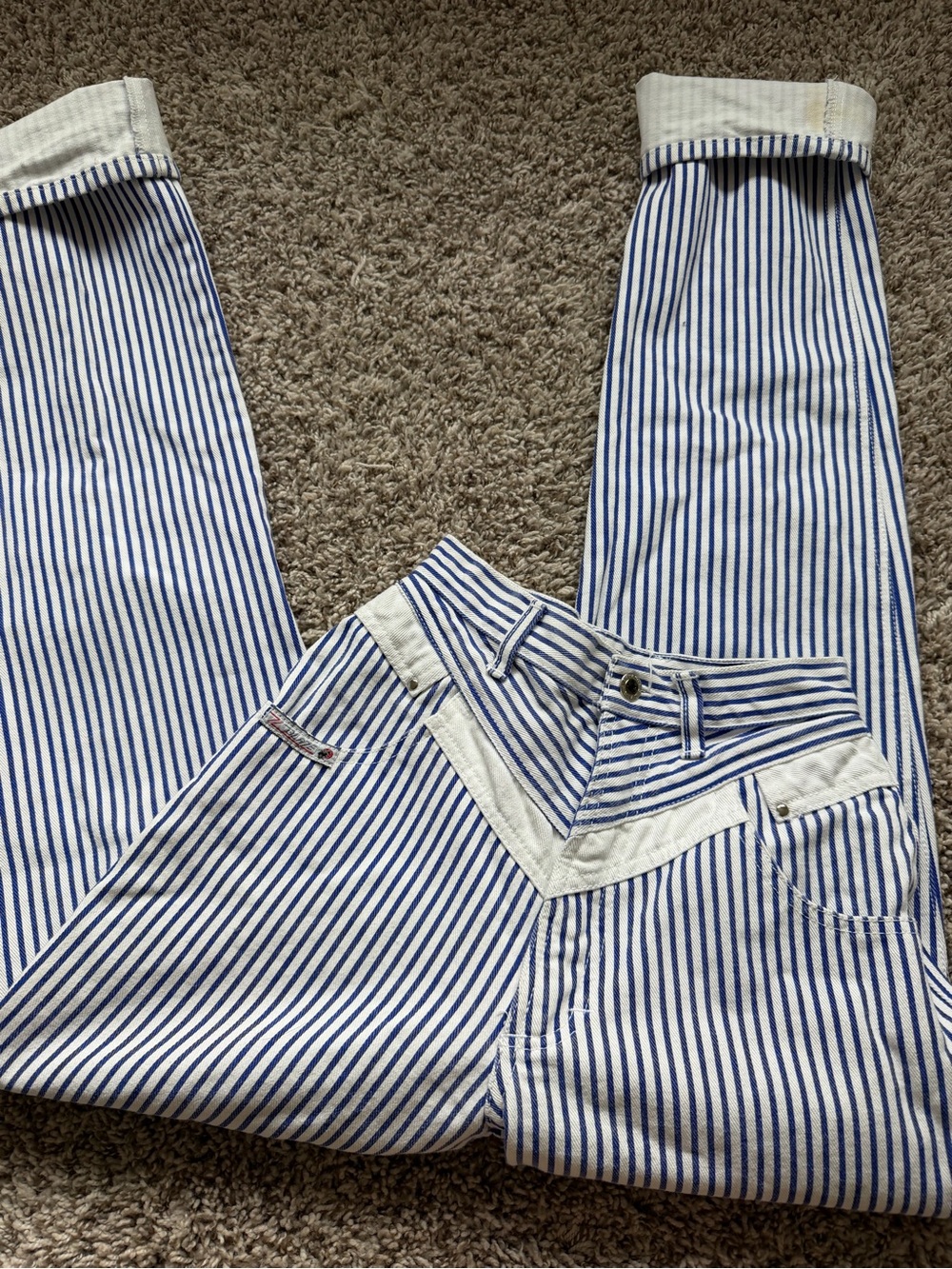 Vintage Blaze Blue and White Striped Bottoms - Classic Stripe Pant